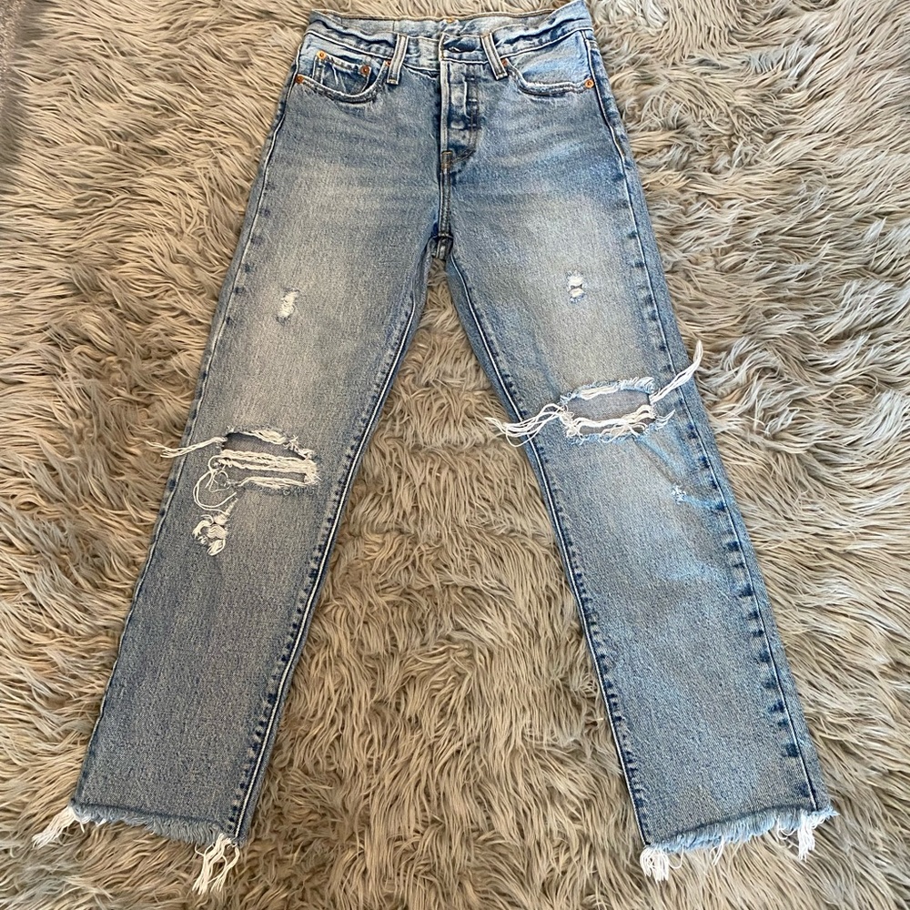 Levi's 501? womens button fly distress jeans size 25